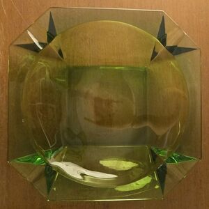 Vintage Large Green Glass Ashtray